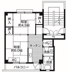 ビレッジハウス高木1号棟 (303号室)の物件間取画像